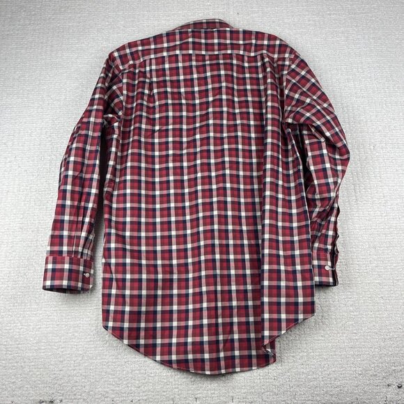 Thomas Pink Dress Shirt Mens 16.5-35 Red/Blue Checks Classic Fit Traveller - Picture 15 of 16